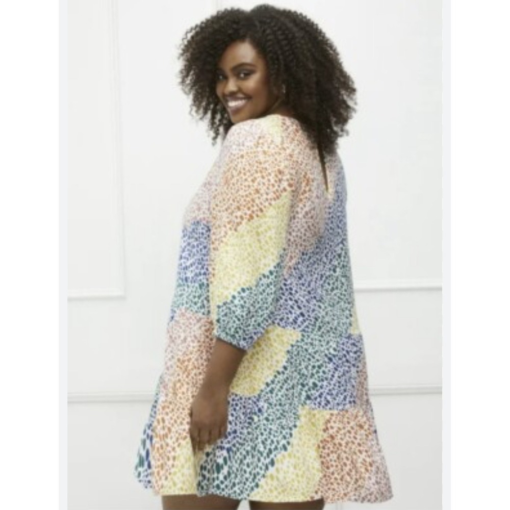 Eloquii Plus Size Patchwork Print Tiered Midi Dre… - image 4